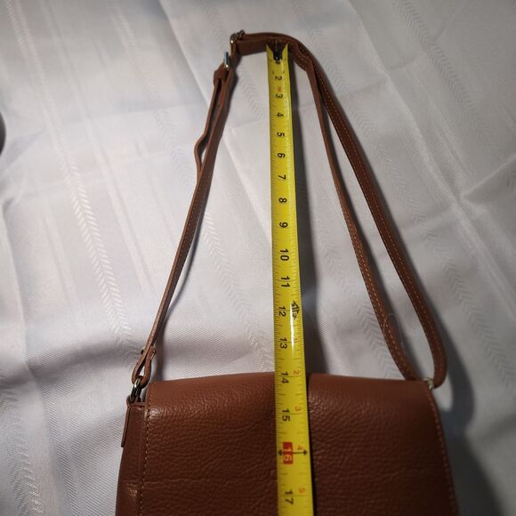 CHEVAL Firenze Italy Purse Brown Pebbled Leather Crossbody Foldover Flap Bag - Picture 16 of 16